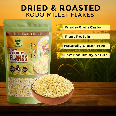 (450g/17oz) Danodia Foods Kodo Millet Flakes | Roasted & Ready-to-Eat | Ideal for Porridge, Puddings, Desserts