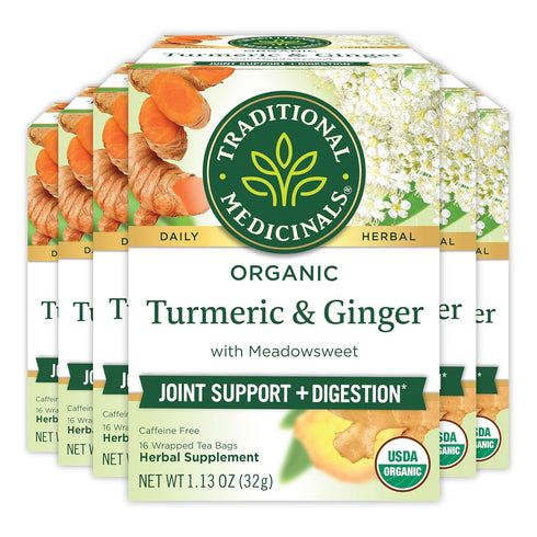 Traditional Medicinals Organic Turmeric with Meadowsweet & Ginger Herbal Tea, Supports A