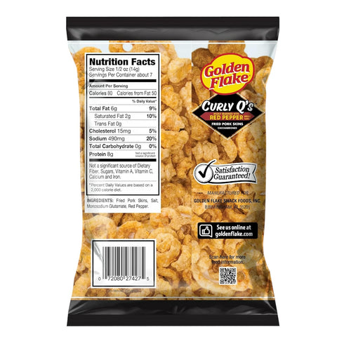 3.5oz/ 3pk Golden Flake Red Pepper Curly Q Pork Skins