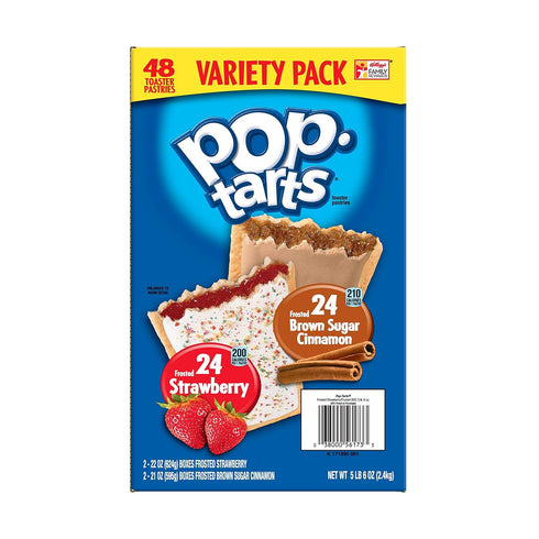 Kellogg's Pack, 86 oz (48 Count) Pop-Tarts Breakfast Toaster Pastries, Flavored Variety Frosted Brown Sugar Cinnamon