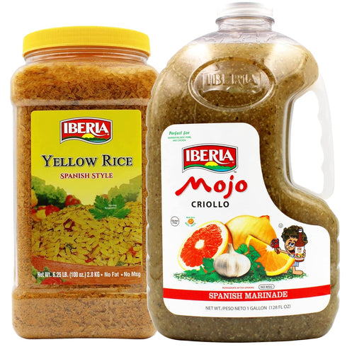 Iberia Yellow Rice 6.25 lb. Bulk Spanish Style Seasoned Rice + Mojo Criollo,