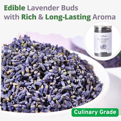 100% 3.53oz (100g), Dried Culinary Lavender Natural Food Grade Lavender Buds Herbs Tea, Edible Lavenders Flowers