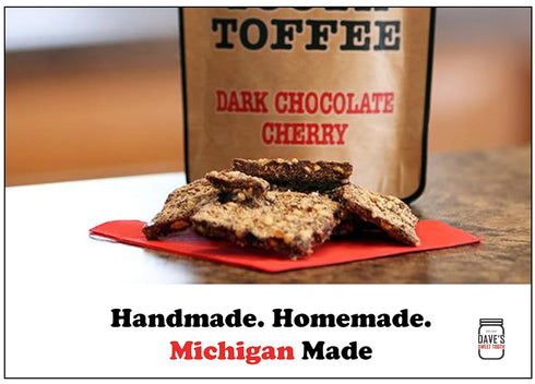 8.0 oz Dave's Sweet Tooth Toffee, Dark Chocolate Cherry Flavor with Real Butter, Real Sugar, and Hand-sliced Almonds