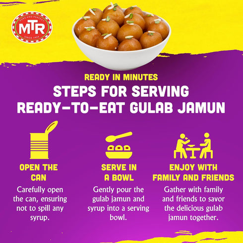 35.7 oz (Pack 2) MTR Gulab Jamun - Traditional Indian Sweet Soft & Melt-in-the-Mouth Texture Easy to Prepare at Home No