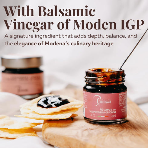 Pack 4 PENINSOLA Balsamic Compote of - Fruit Spread with Balsamic Vinegar of Modena, Italian Gourmet Tasting Kit (Fig