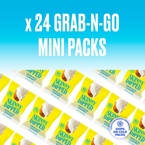 Packs, 24 Count SkinnyDipped Lemon Bliss Almonds, Mini Snack Chocolate Covered Almonds, Low Sugar, Gluten Free, Healthy