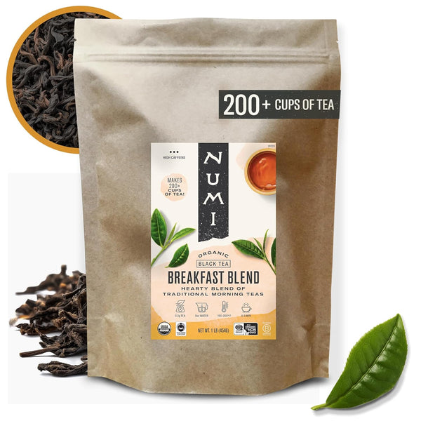 Numi Organic Breakfast Blend Tea, Loose Leaf Black Tea, 16 oz Bulk