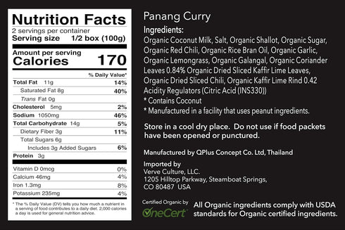 Verve Culture Organic Thai Meal Kit for Two - Panang Curry