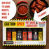 7pk Set Caution Hot Sauce Laboratory Assorted Spicy Flavors with Garlic, Jalapeo, Chipotle, Carolina Reaper & Habanero