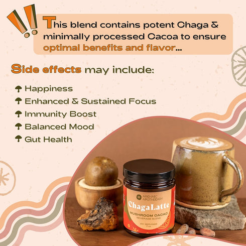 Archaic Apothecary ChagaLatte - Cacao & Mushroom Beverage Blend | Hott or Iced Superfood Chaga Drink & Hot Cocoa |