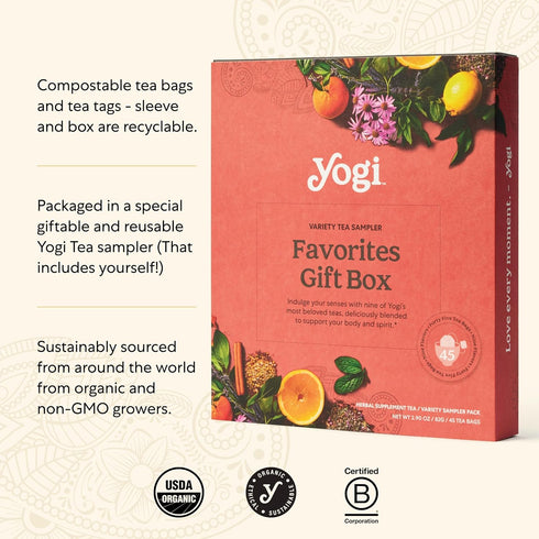 (45 9 9 Yogi Organic Tea Sampler Gift Box Tea Bags) Assorted Delicious Wellness Blends - Favorite Herbal, Green & Black