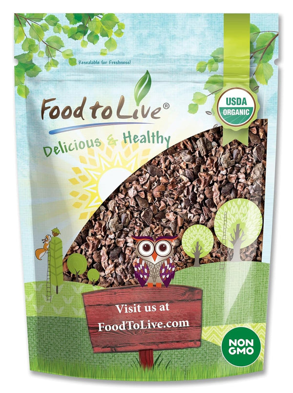 Food to Live Organic Sweet Cacao Nibs, 4 Ounces Non-GMO, Lightly Sweetened