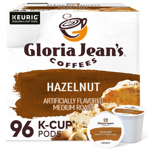 Gloria Jean's Coffees Hazelnut, Single-Serve Keurig K-Cup Pods, Flavored Medium Roast Coffee,