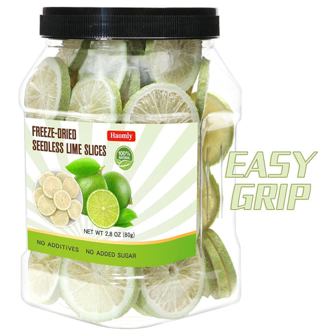 Haomly Slices.2.8oz(80g),Dehydrated Desserts,100% Freeze-dried Seedless Lime Limes for Cocktails,Tea, Snacking, Baking