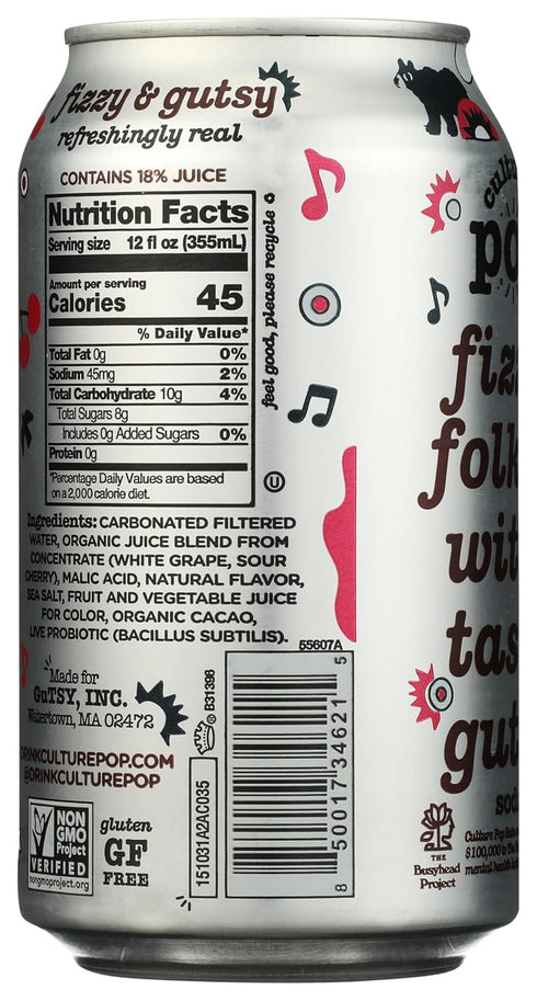 12 Oz Culture Pop Soda, Black Cherry Soda, Fl