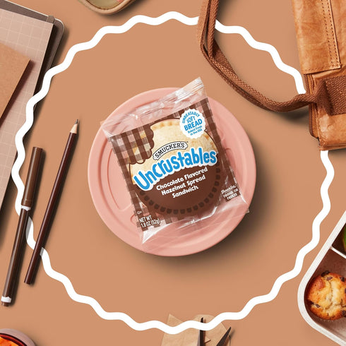 15 Count, 1.8 Oz. Frozen Smuckers Uncrustables Chocolate Flavored Hazelnut Spread Sandwiches, Each