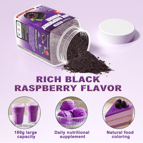 6.5 OZ 100% Freeze Dried Black Raspberry Powder - Super Fruit Powder, Black Raspberry Extract, No Additive, No