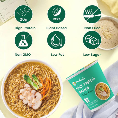 16 Pack, Hethstia Passion Fruit Konjac Jelly & High-Protein Ramen Cups Plant-Based, Low Sugar, Low Fat, Vegan
