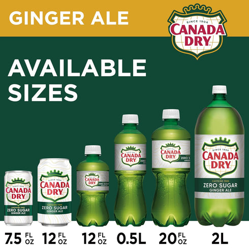 12 oz 12 pack Canada Dry Zero Sugar Ginger Ale Soda, fl cans
