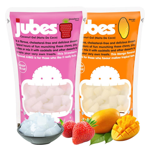 Jubes Strawberry & Mango Nata De Coco Jelly Cubes (12.7 oz, 3