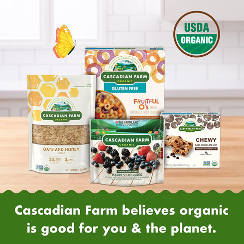 11 oz (Pack 4) Cascadian Farm Organic Granola, French Vanilla Almond Cereal, Resealable Pouch