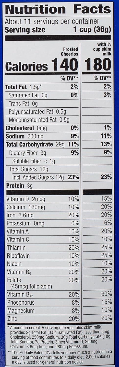 13.5 OZ (Pack 2) Cheerios Frosted Cheerios Heart Healthy Cereal, Gluten Free Cereal With Whole Grain Oats, Large Size