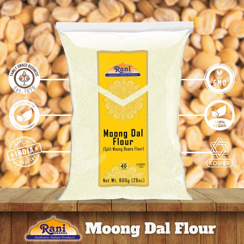 28oz (1.75lbs) 800g Rani Moong Flour (Mung Bean Flour, Green Gram Flour) ~ All Natural | Vegan | Gluten Friendly |