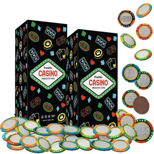 Fruidles Casino Poker Chips - Belgian Milk Chocolate Coins, Kosher Certified Dairy,