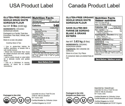 8 Food to Live Gluten-Free Organic White Sorghum Flour, Pounds Non-GMO Whole Grains, Finely Ground, Pure, Raw. Good