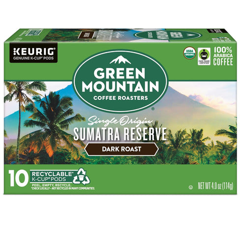 60 Count, (6 Packs 10) Green Mountain Coffee Roasters Sumatra Reserve, Keurig Single Serve K-Cup Pods, Dark Roast
