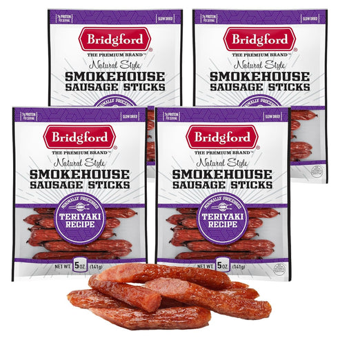 Bridgford Smokehouse Sausage Sticks Teriyaki 5 oz Pack of 4 - Made