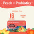 16 (Pack 6) Celestial Seasonings Peach + Probiotics Herbal Tea, Caffeine Free, Tea Bags Box