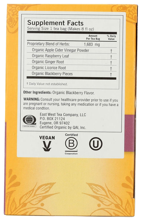 16 Yogi Tea Organic Blackberry Apple Awakening Digestive Cider, CT