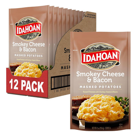 Idahoan Smoky Cheese & Bacon Mashed Potatoes, Naturally Gluten-Free, 100% Real Idaho