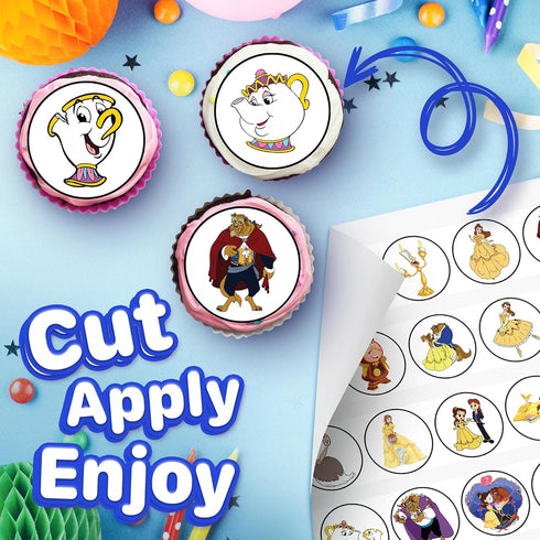 30 Edible Cupcake Toppers – The Beast's Redemption Themed Collection of Cake Decorations on Wafer Sheet
