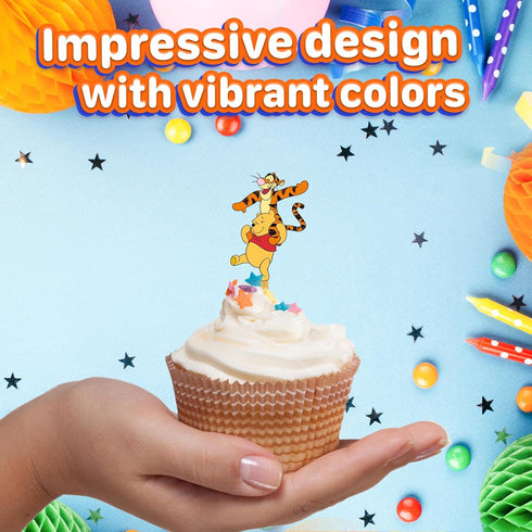 24x Honey Bear Cupcake Toppers, Strong Picks for Happy Birthday Décor, Cupcake Decorations for Kids' Birthdays