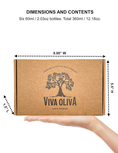 Viva Oliva 60ml (2oz) Set (18 Six Variety Gift - Premium Flavored Extra Virgin Olive Oils (Tuscan Herb, Basil, Mushroom