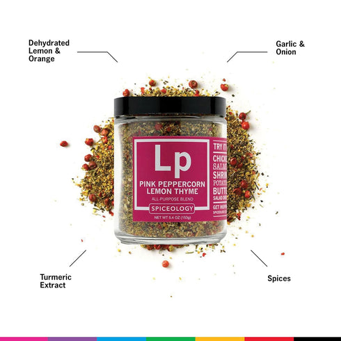 Pink Peppercorn Lemon Thyme - All-Purpose Grilling Spice Rub - Vegetable Seasoning - 5.4 Ounces