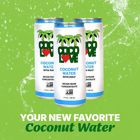 100% 11 Oz 325 mL (12 Pack) CocoLove Coconut Water with Pulp | Fl