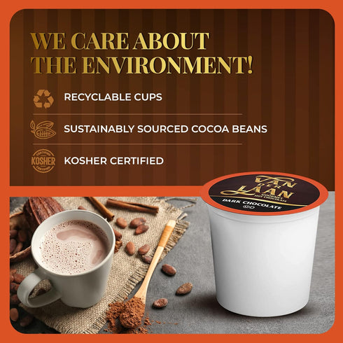 2.0, 40 Count Van Der Laan Chocolate Hot Cocoa Pods, Dark Chocolate Gourmet Dutch Chocolate Compatible with K Cup