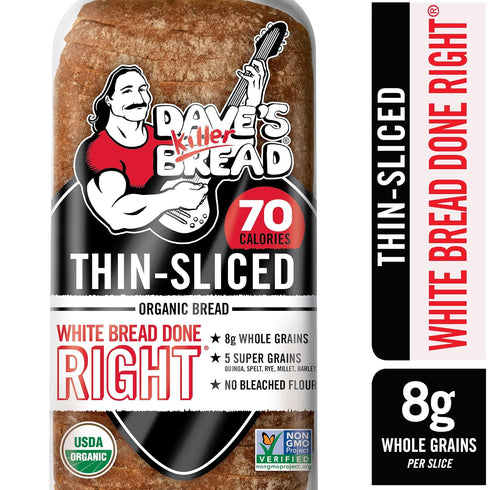 20.5 oz Dave's Killer Bread White Bread Done Right Thin-Sliced, Organic White Bread, Loaf