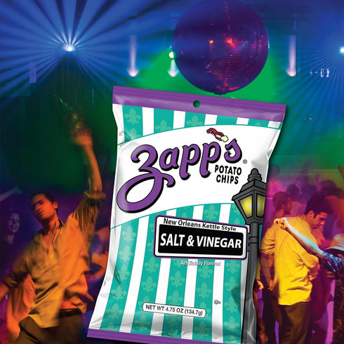 (2 oz 25 Count), Zapps New Orleans Kettle-Style Potato Chips Salt and Vinegar Flavor Bags, Crunchy Chips with a Spicy