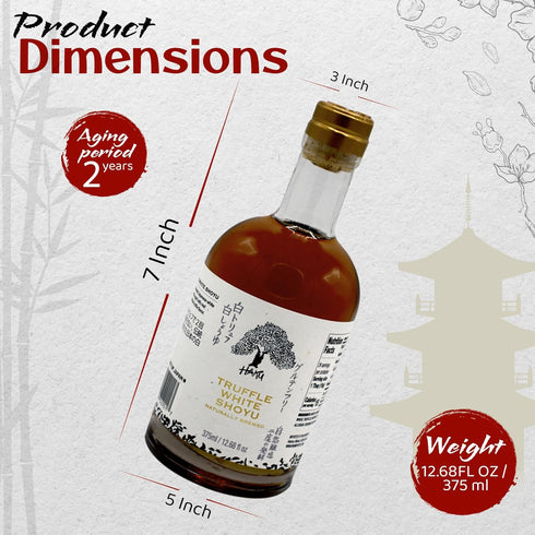 HAKU 2 12.68 Oz (375 ml) Truffle White Shoyu Naturally Brewed Aged Years, - Traditional Gourmet Dipping Sauce