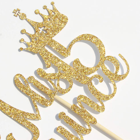 Mis Quince 15 Cake Topper, Hello 15, Cheers to 15 Years, 15th Birthday/Anniversary Party Decorations Gold Glitter