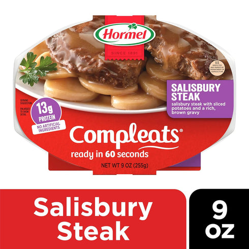 9 oz. (6 Pack) HORMEL COMPLEATS Salisbury Steak Microwave Tray