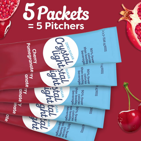 5 Packets, 2.2 oz Crystal Light Drink Mix, Pitcher for Flavorful Hydration and Shareable Refreshment, Cherry