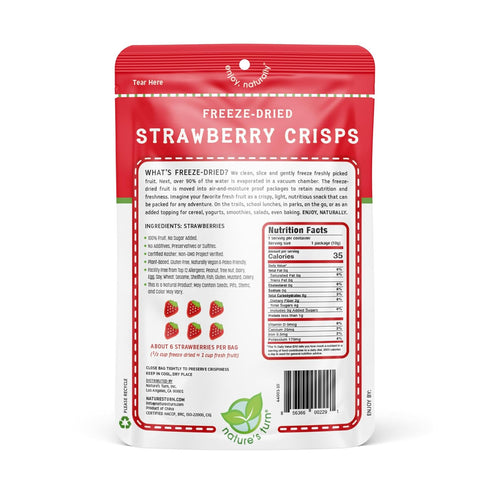24 (0.35oz Nature's Turn Freeze-Dried Fruit Crisps Strawberry, Bags Each) Healthy, Gluten-Free, Crispy & Delicious