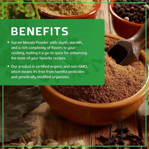 Jiva Organics Organic Garam Masala Powder, 1 Pound Bulk Jar - NON-GMO, Salt Free Indian Spice Blend