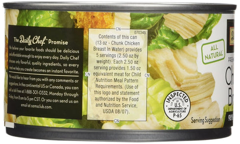 Daily Chef 13 oz, 5 Count All Natural Chicken Breast in Water