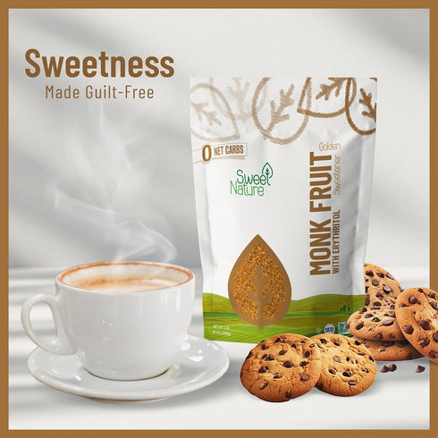 0 0 (5 Lb.) Sweet Nature Golden Monk Fruit Sweetener - Great Brown Sugar Substitute for Diabetics - Gluten-Free, Keto